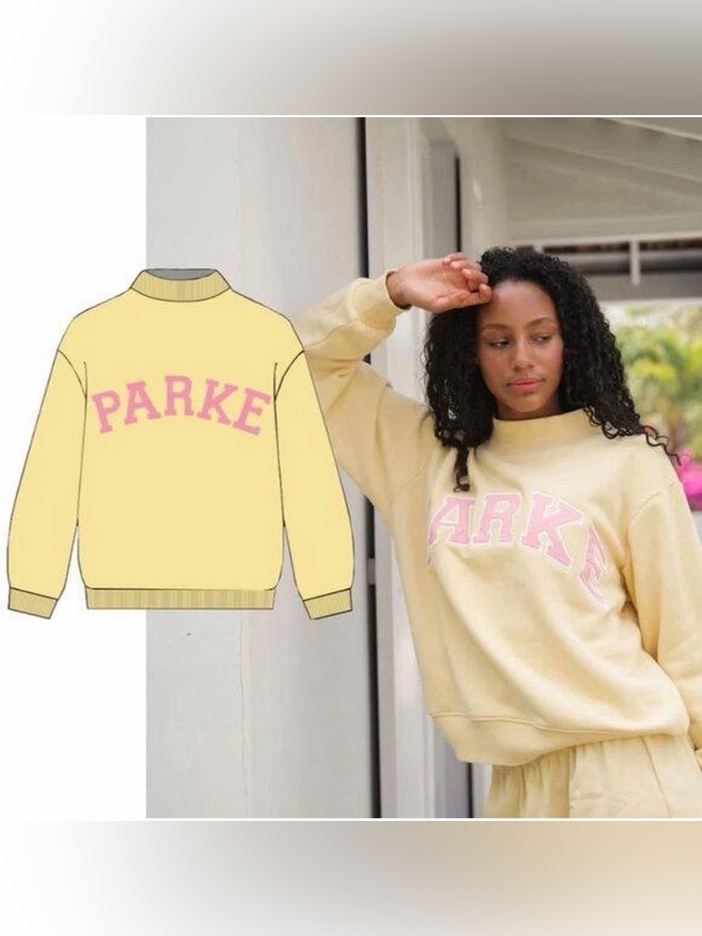 PARKE heritage varsity mockneck (peel and conch) L/XL